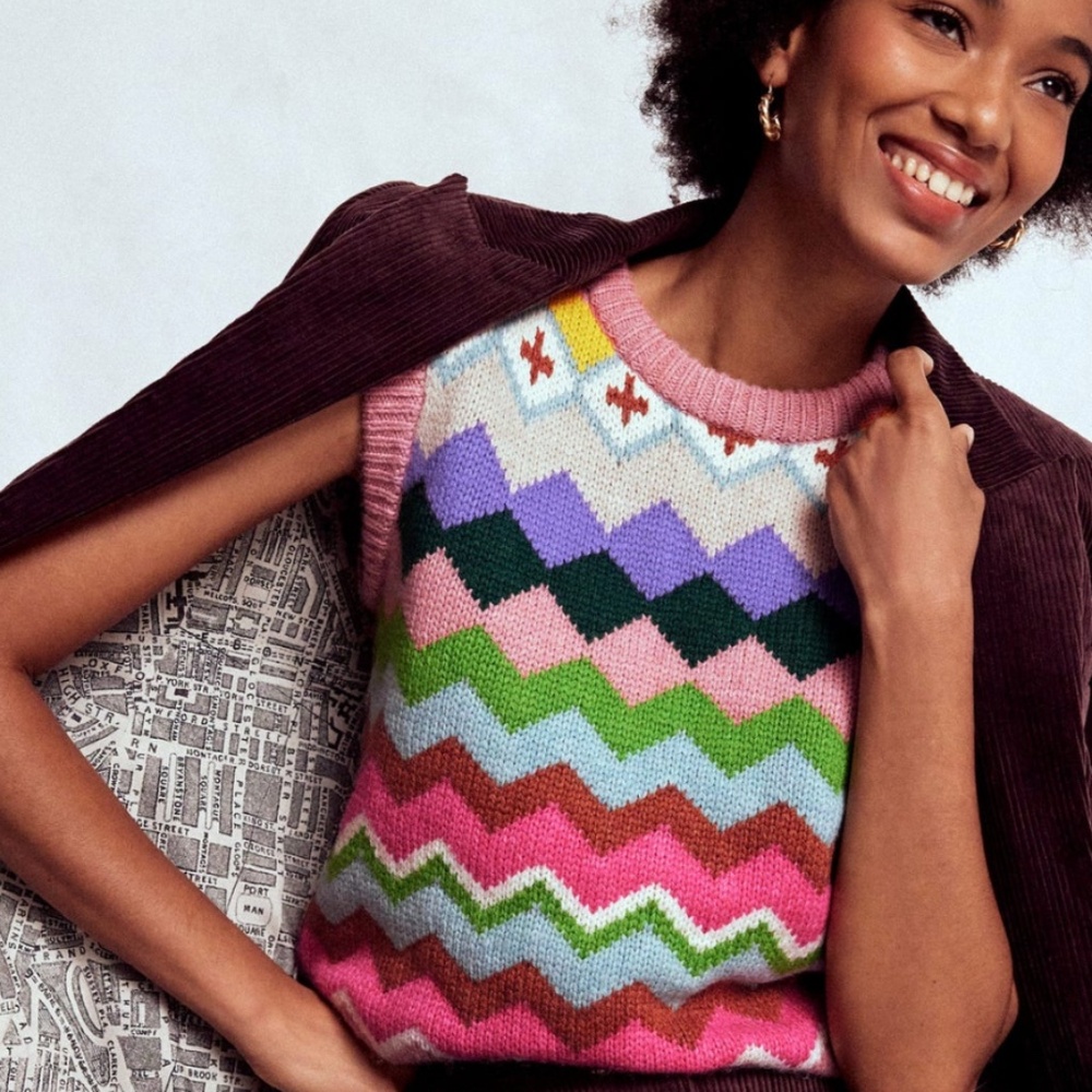 Boden Eleanor Fair Isle Sleeveless Sweater Vest  NWT